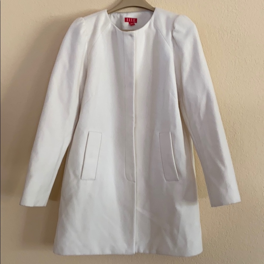 Elle Off White/Cream Long Winter Coat